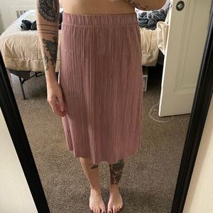 Pale Pink Ribbed Midi Skirt